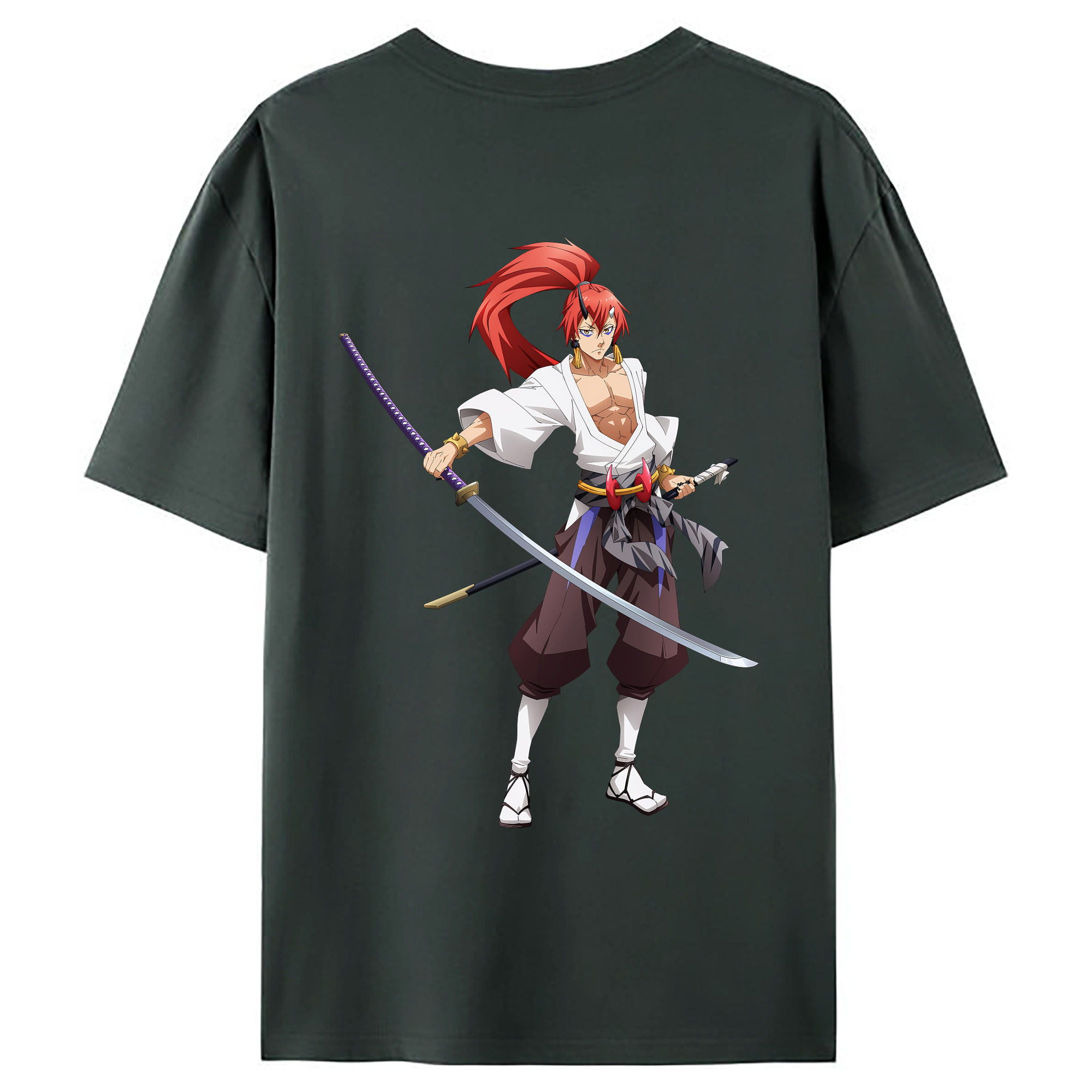 （画像用） 転スラ Regarding Reincarnated to Slime 綿100％ メンズ半袖Tシャツ（バックプリント） 通気性